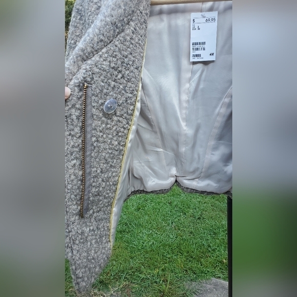 Wool blend H&M waist dressy length women's jacket Size 2 - Picture 7 of 11